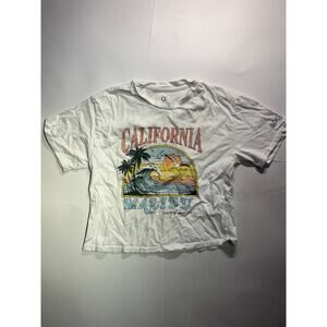 Organic Generation Malibu California Sunset Beach White Graphic Tee (Size XS)